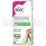 چسب موبر بدن ورقه ای ویت مخصوص پوست های خشک Veet Wax Strip Dry Skin بسته 20 عددی
