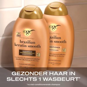 شامپو او جی ایکس OGX مدل Ever Straightening + Brazilian Keratin Therapy حجم 385 میلی