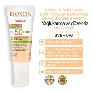کرم ضدآفتاب رنگی بیوکسین ضد آکنه Suncare Acnium SPF 50+ حجم 50 میلی